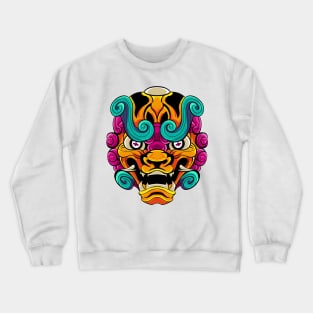 The Furious Japanese Lion 2 - Komainu Vector art illustration Crewneck Sweatshirt